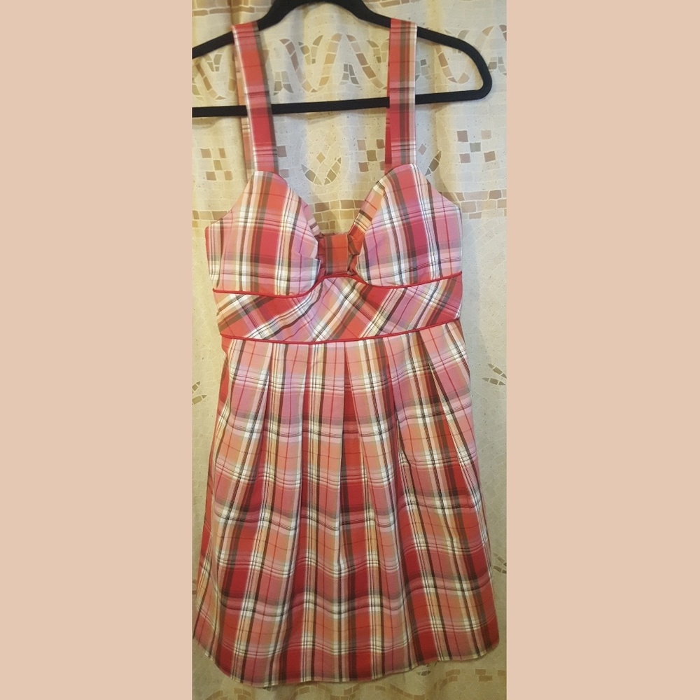 Cute Plaid Pleated Midi Dress